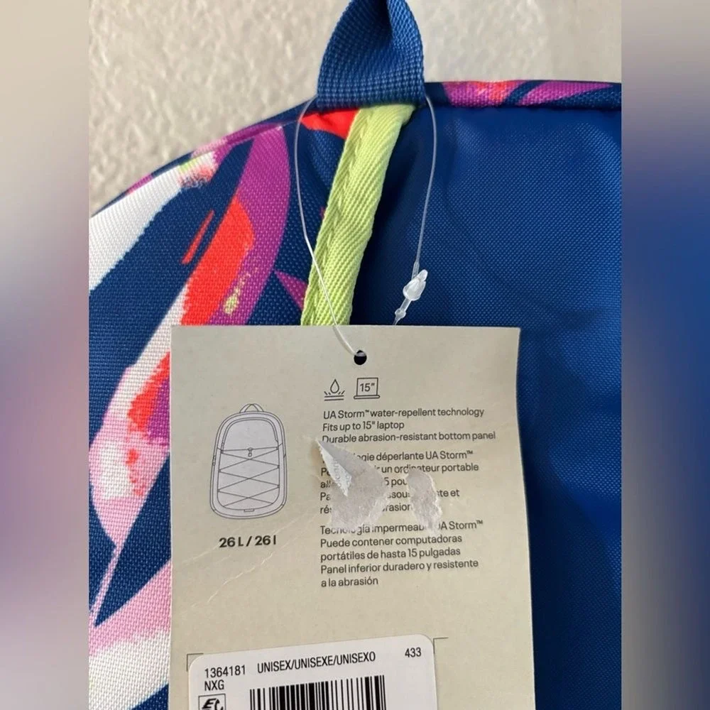 Under Armour Hustle Sport Backpack in Tech Blue Multicolor School GIFT NWT